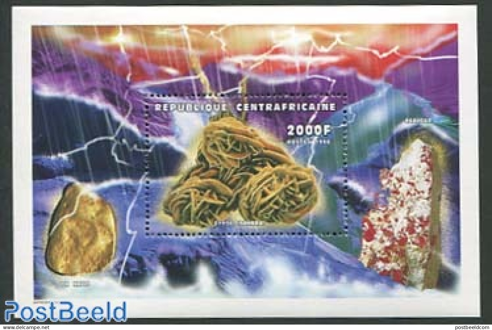 Central Africa 1999 Minerals S/s, Mint NH, History - Geology - República Centroafricana