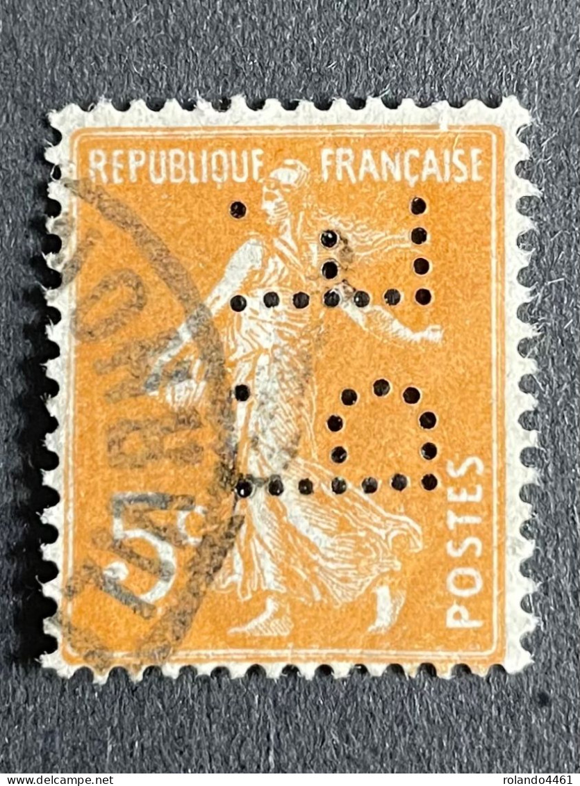 FRANCE P N° 158 Semeuse P.F. 66 Indice 3 Perforé Perforés Perfins Perfin ! - Autres & Non Classés