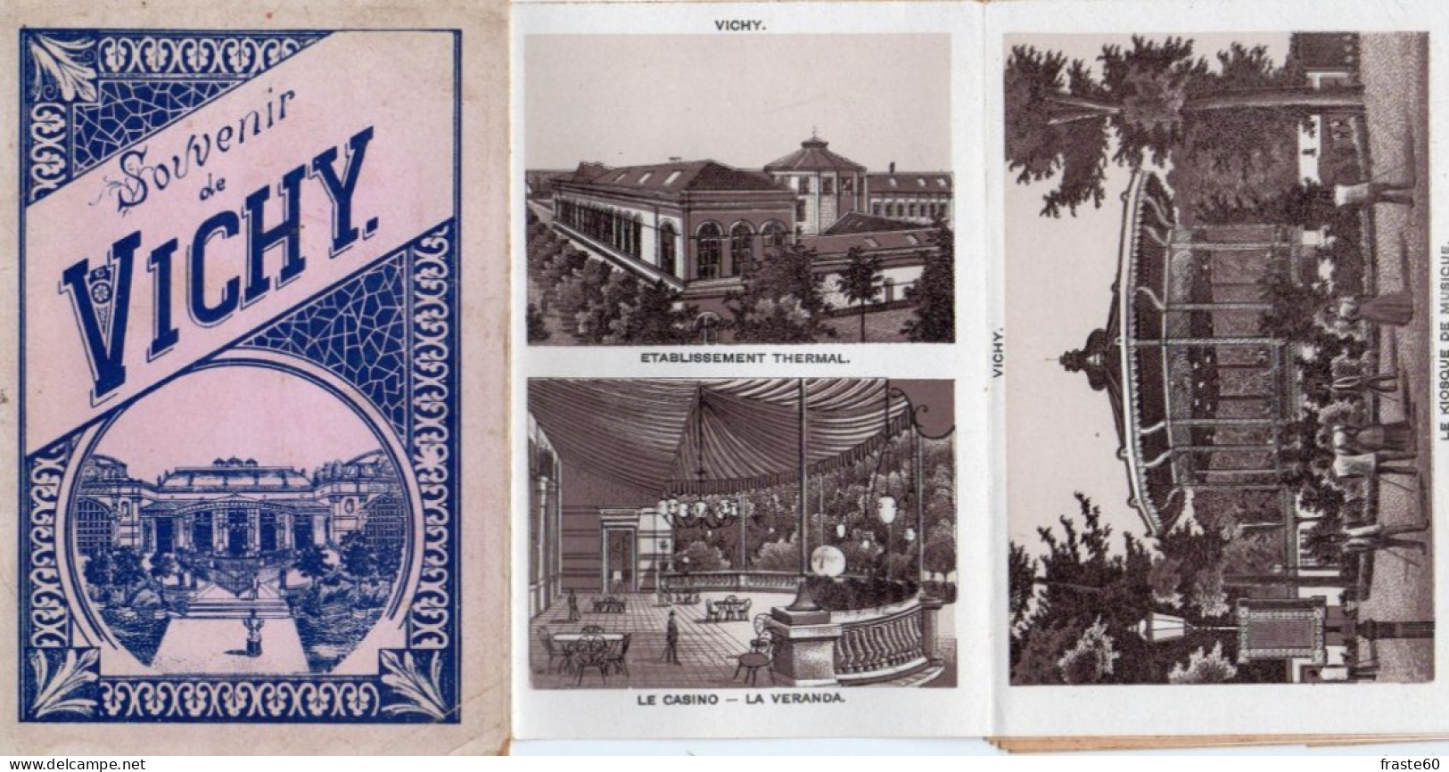 Vichy - Carnet Accordéon En 12 Volets ( Illustrations ) Dim 13 X 9 Cm - Vichy