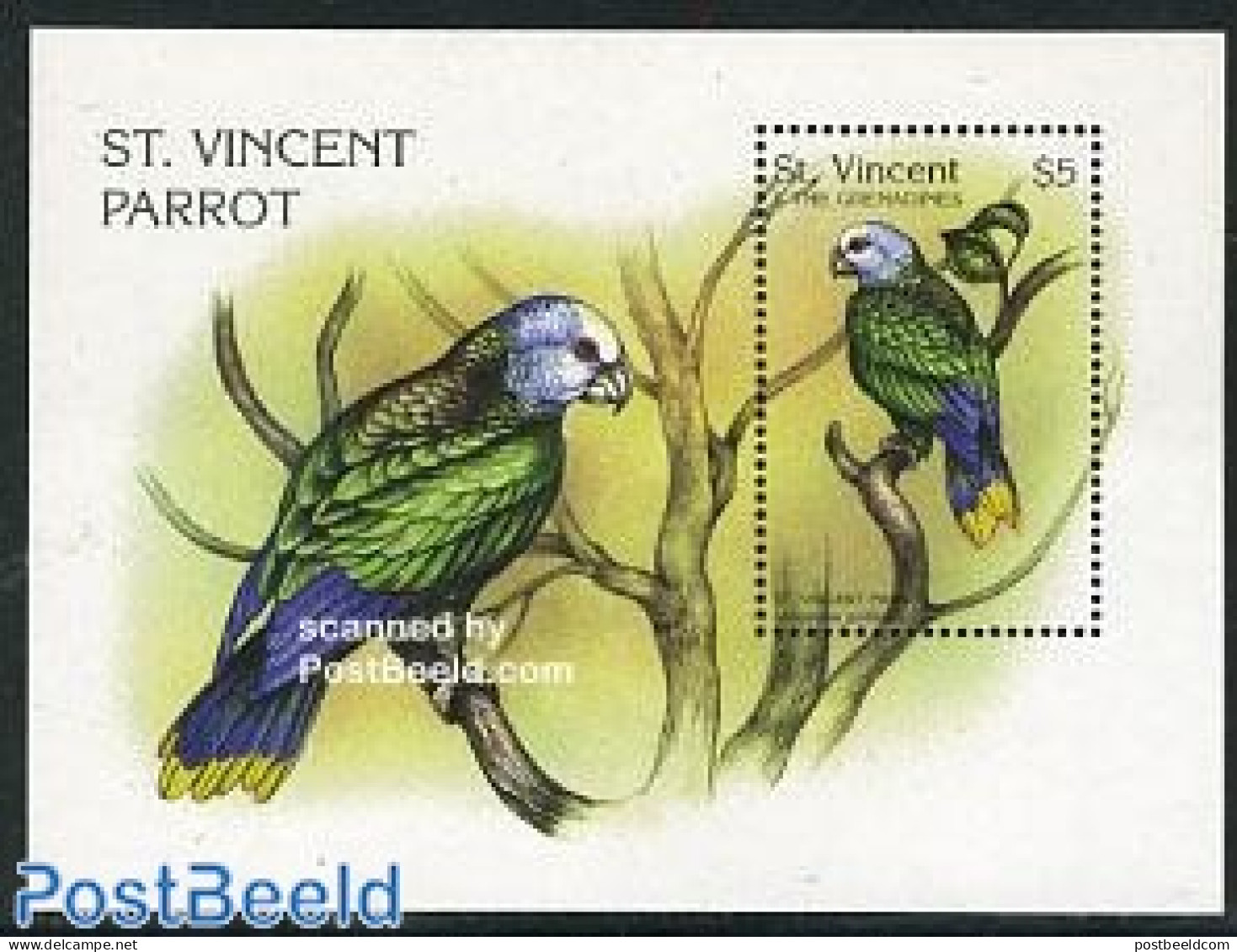 Saint Vincent 1997 St Vincent Parrot S/s, Mint NH, Nature - Birds - Parrots - St.Vincent (1979-...)