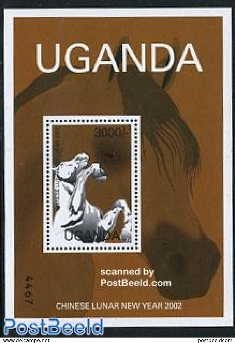 Uganda 2002 Year Of The Horse S/s, Mint NH, Nature - Various - Horses - New Year - Nieuwjaar