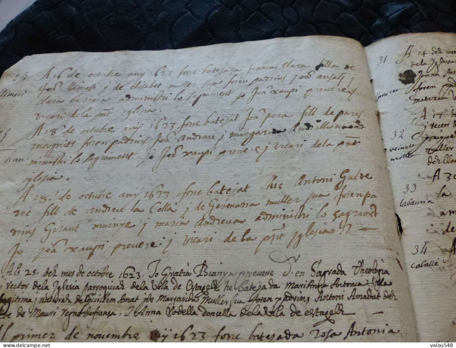 VP-91 , Registre Manuscrit  De Naissance Datant De 1623 - Manuscritos