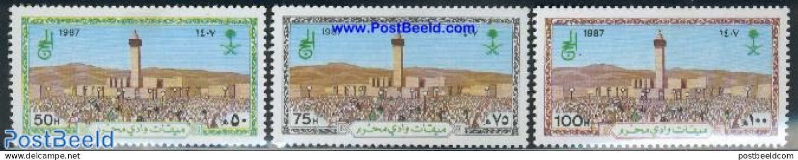Saudi Arabia 1987 Mecca Pilgrims 3v, Mint NH, Religion - Religion - Saudi-Arabien