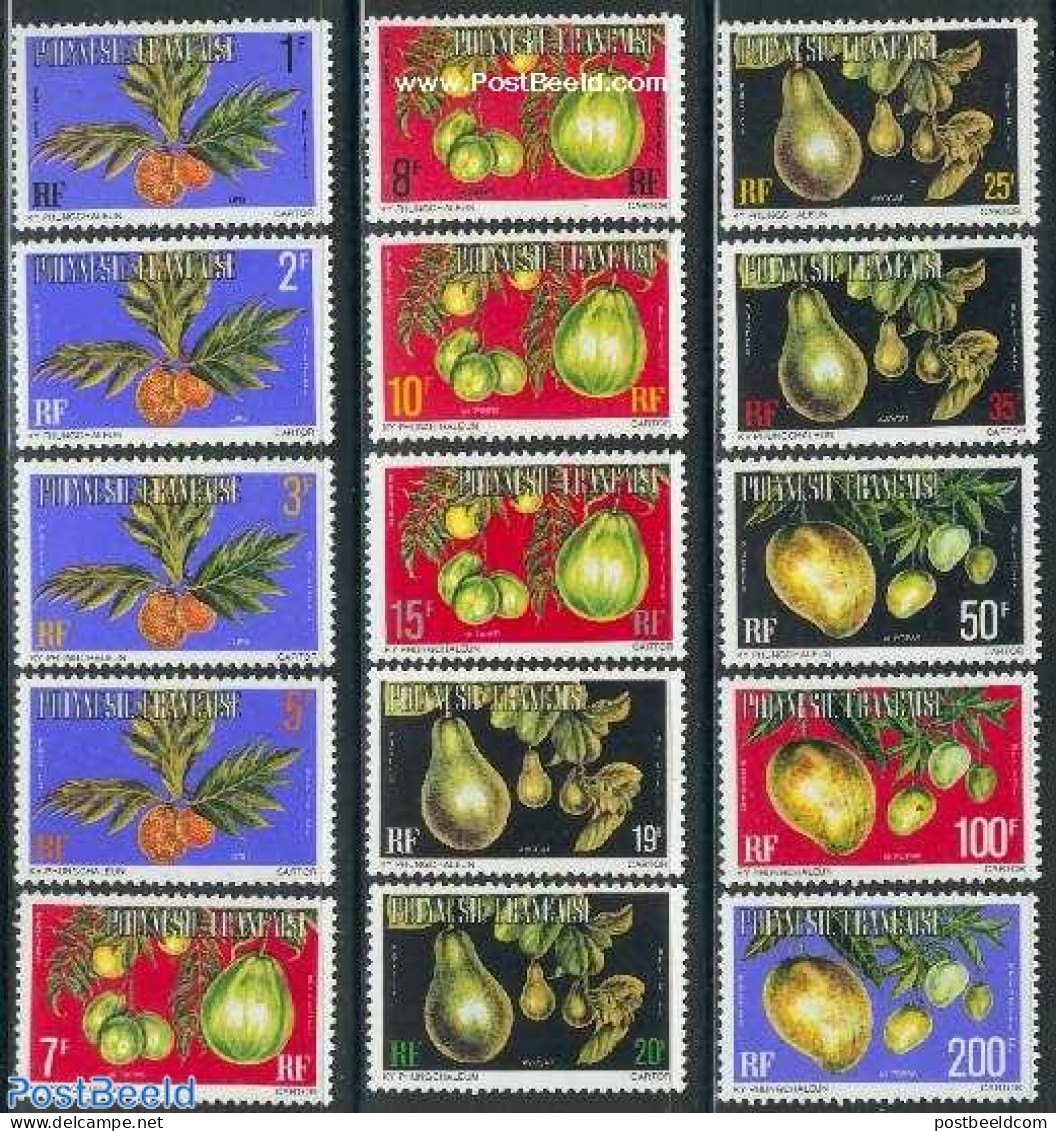 French Polynesia 1977 On Service, Fruits 15v, Mint NH, Nature - Fruit - Otros & Sin Clasificación