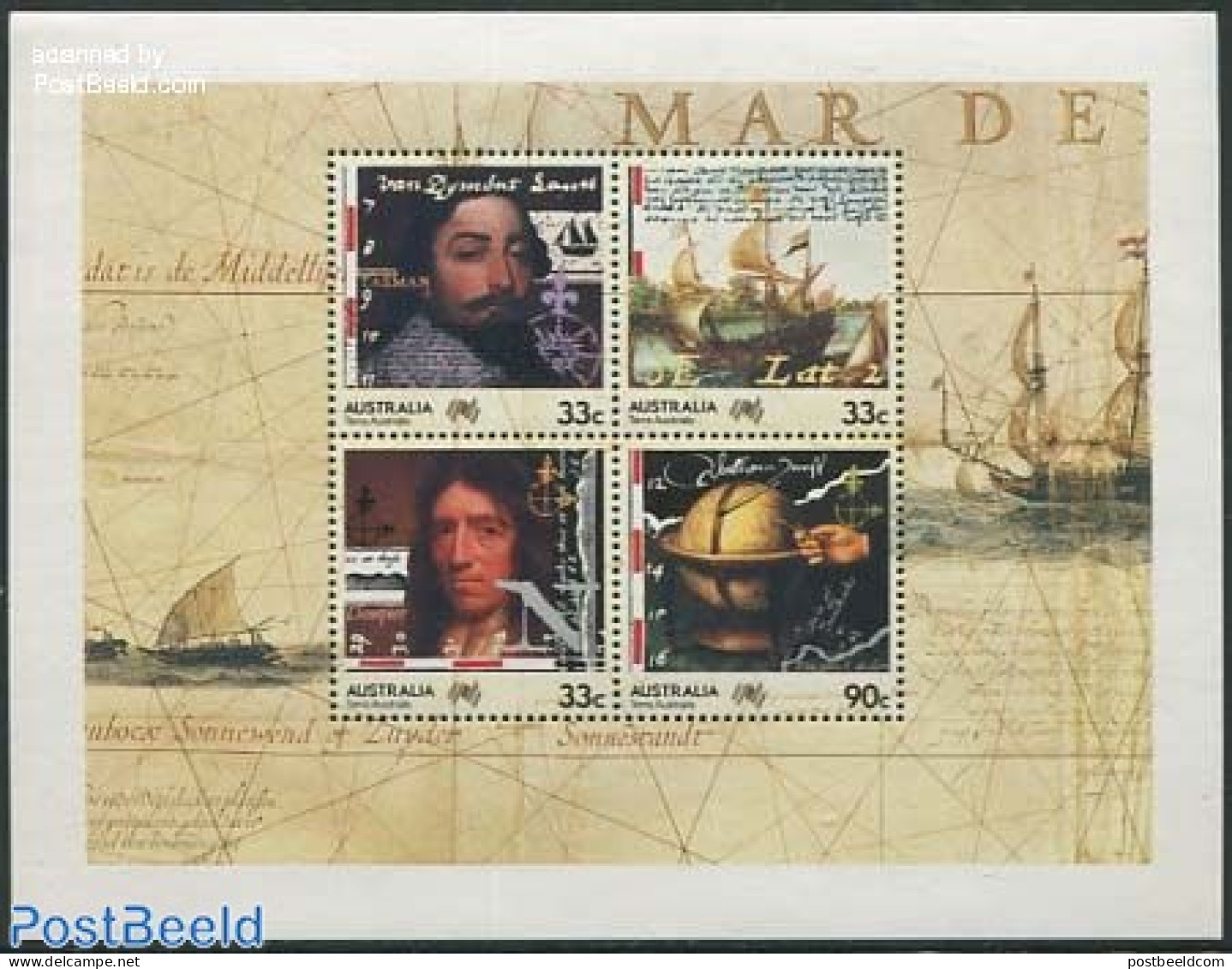 Australia 1985 200 Years Colonisation S/s, Mint NH, History - Transport - Explorers - Ships And Boats - Art - Handwrit.. - Neufs