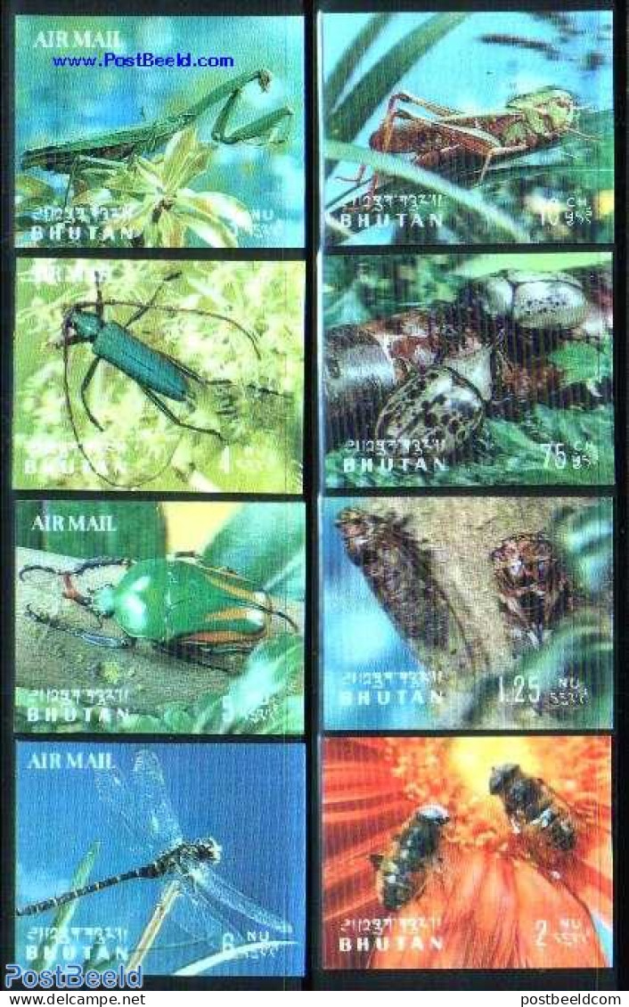 Bhutan 1969 Insects 8v, Mint NH, Nature - Various - Insects - 3-D Stamps - Unclassified