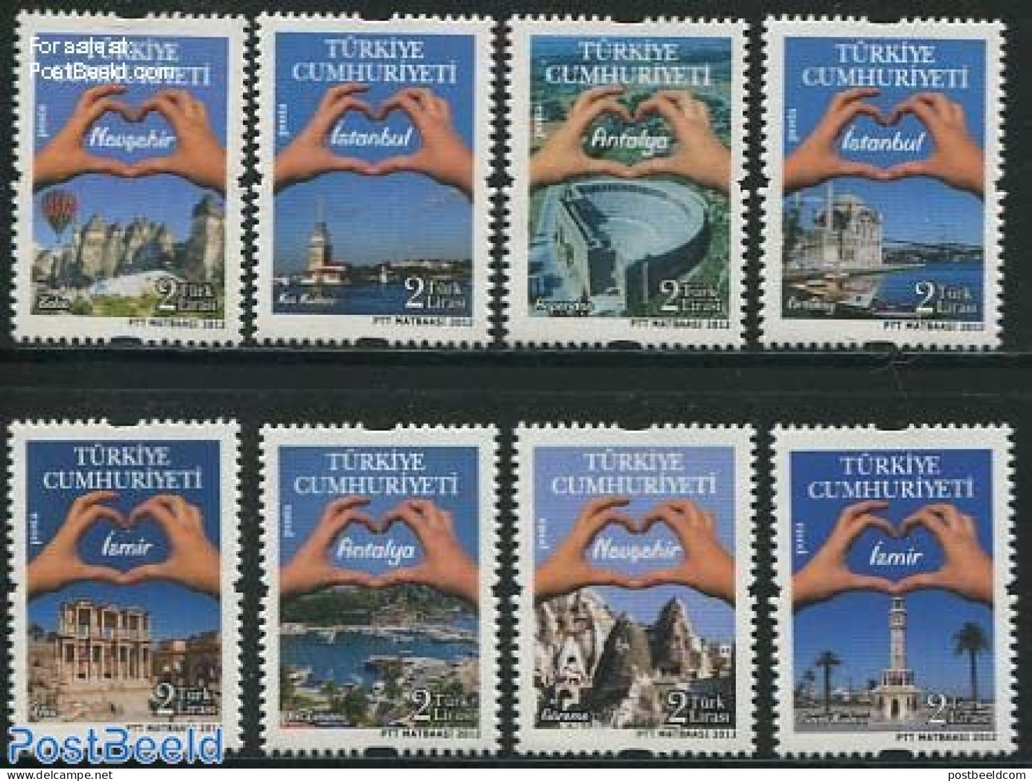 Türkiye 2012 Tourism 8v, Mint NH, Transport - Various - Balloons - Ships And Boats - Tourism - Other & Unclassified