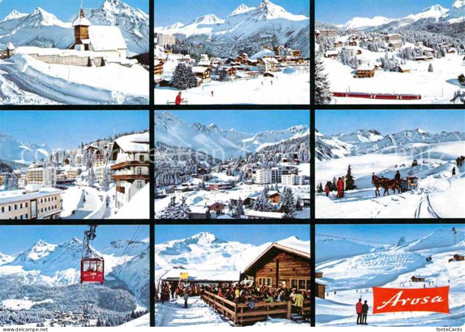 12715827 Arosa GR Winter Pferdeschlitten Seilbahn Panorama Skilift Arosa - Otros & Sin Clasificación