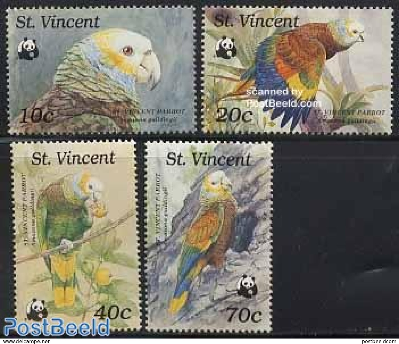 Saint Vincent 1989 WWF, Birds 4v, Mint NH, Nature - Birds - Parrots - World Wildlife Fund (WWF) - St.Vincent (1979-...)