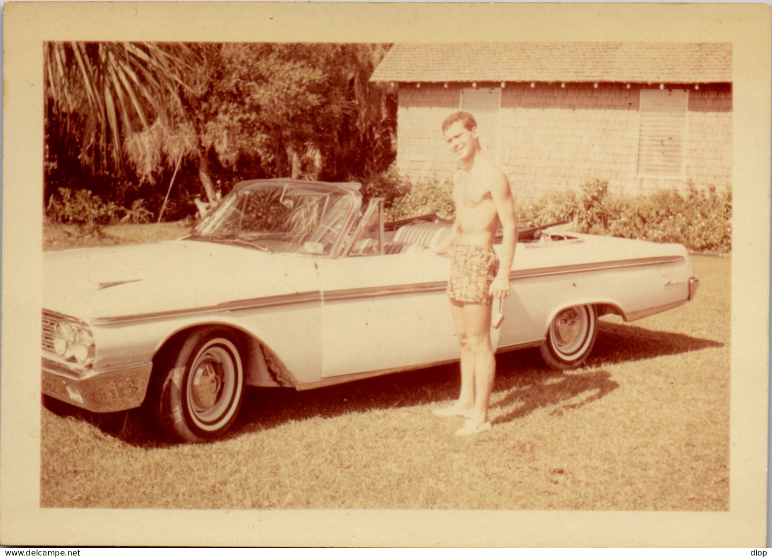 Photographie Photo Vintage Snapshot Amateur Automobile Voiture Auto Cabriolet - Automobile