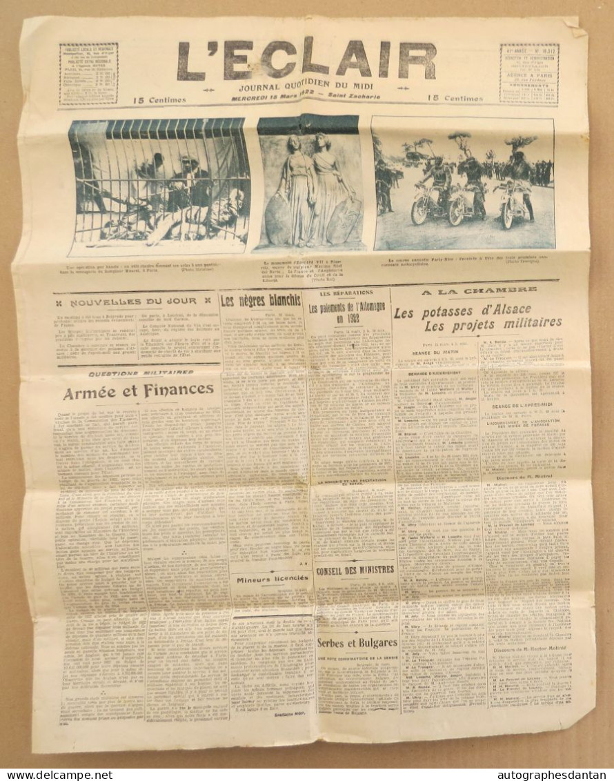 ● Journal L'ECLAIR Quotidien Du Midi 15 Mars 1922 étonnant Article "Les Nègres Blanchis" Etc. Cf 7 Photos - Andere & Zonder Classificatie