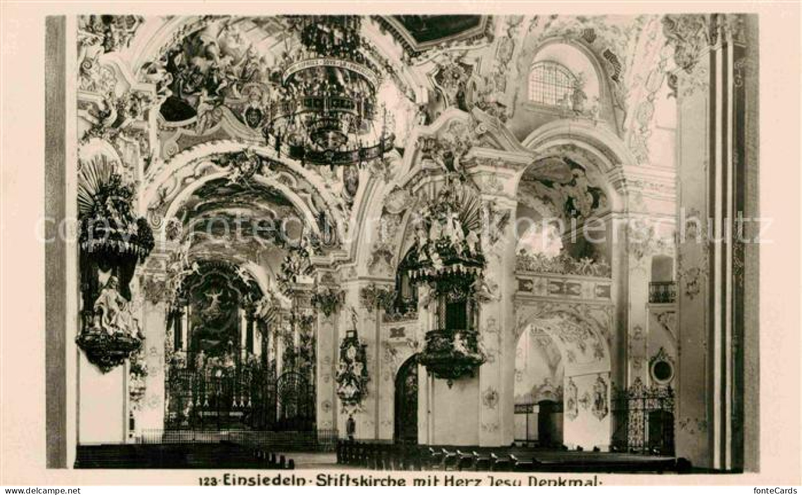 12715257 Einsiedeln SZ Stiftskirche Mit Herz Jesu Denkmal  Einsiedeln - Other & Unclassified