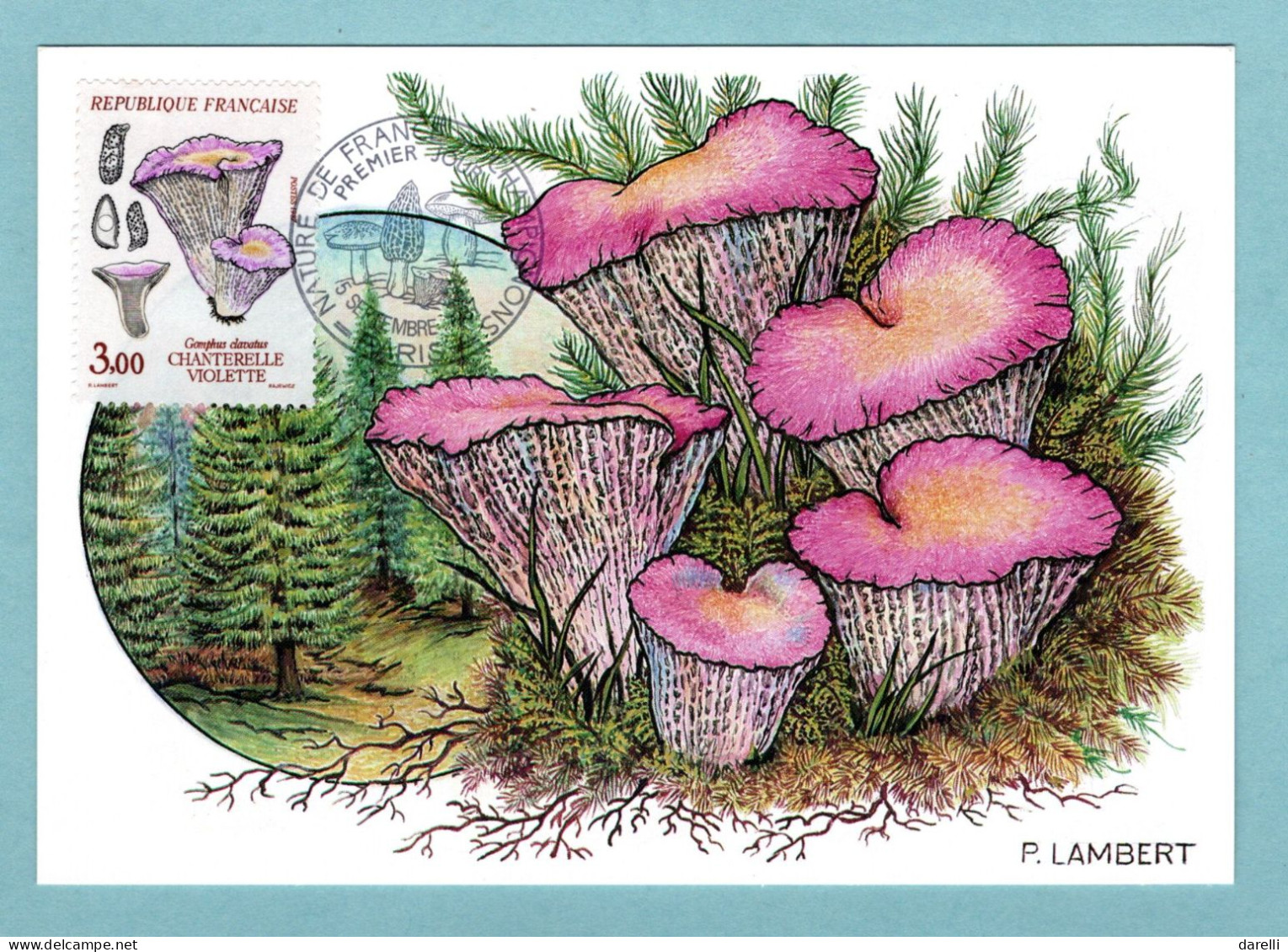 Carte Maximum 1987 - Nature De France - Champignons - Chanterelle Violette (Gomphus Clavatus) YT 2489 - Paris - 1980-1989