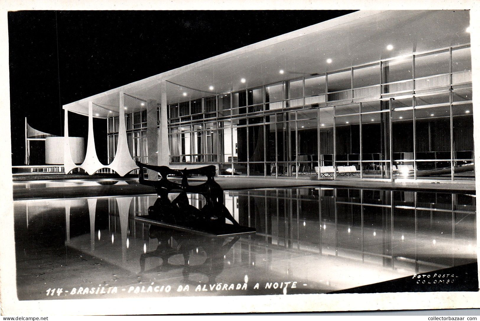 Brazil Brasilia Palacio Da Alvorada A Noite Real Photo Vintage Postcard - Brasilia