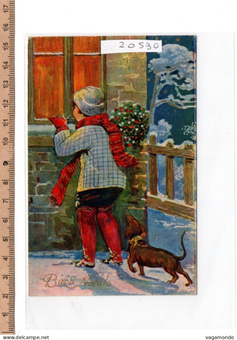 20530  BUON NATALE BAMBINO CANE BASSOTTO 1935 - Altri & Non Classificati