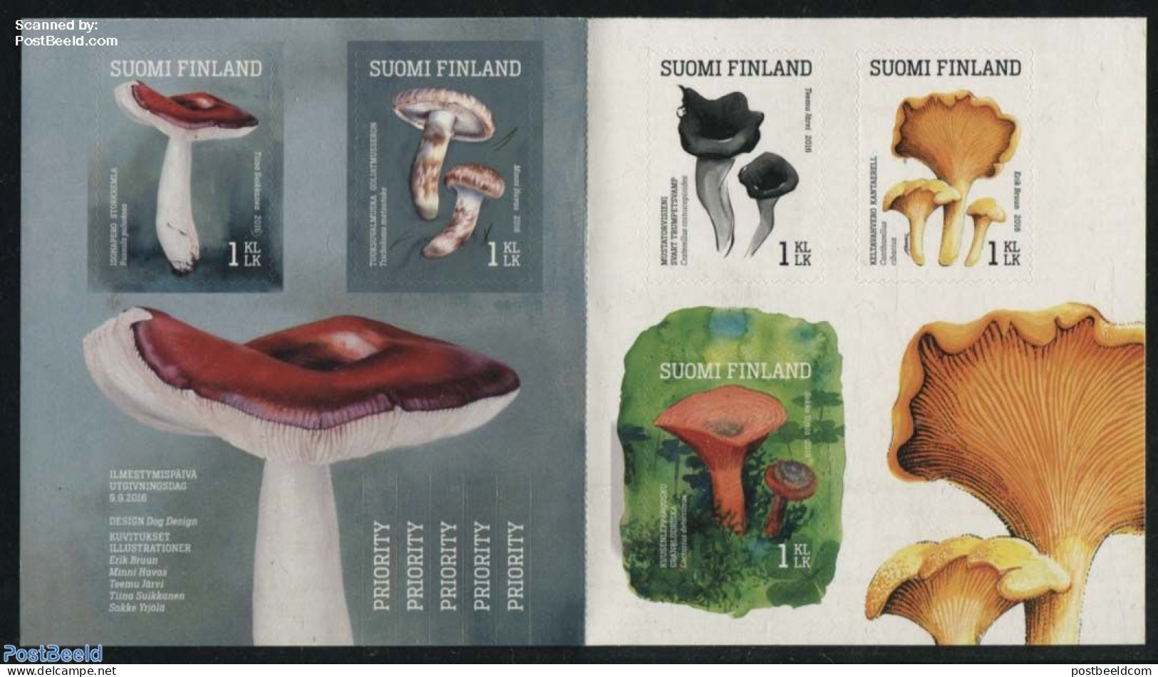 Finland 2016 Edible Mushrooms 5v S-a In Booklet, Mint NH, Nature - Mushrooms - Stamp Booklets - Ongebruikt