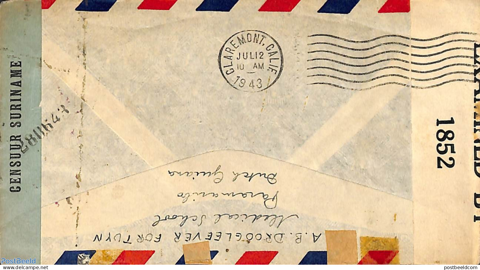 Suriname, Colony 1943 Censored Letter From Paramaribo To New York, Postal History - Other & Unclassified