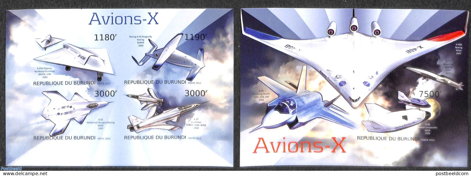 Burundi 2012 X-Planes  2 S/s, Imperforated, Mint NH, Aircraft & Aviation - Avions