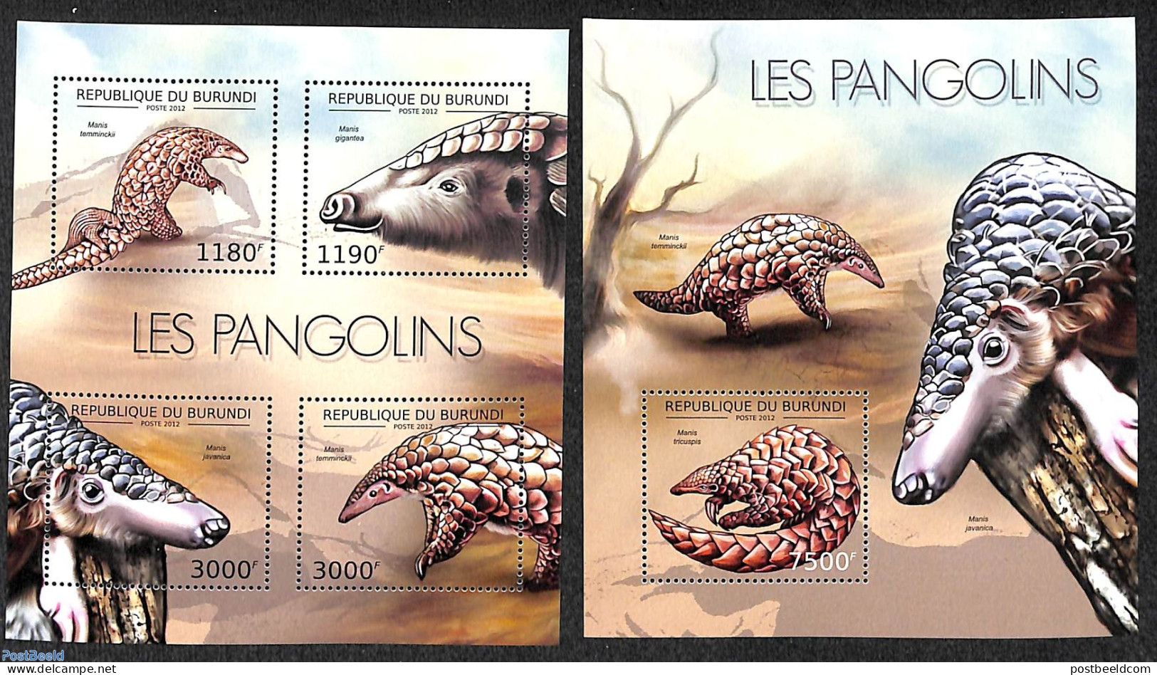 Burundi 2012 Pangolins 2 S/s, Mint NH, Nature - Animals (others & Mixed) - Sonstige & Ohne Zuordnung