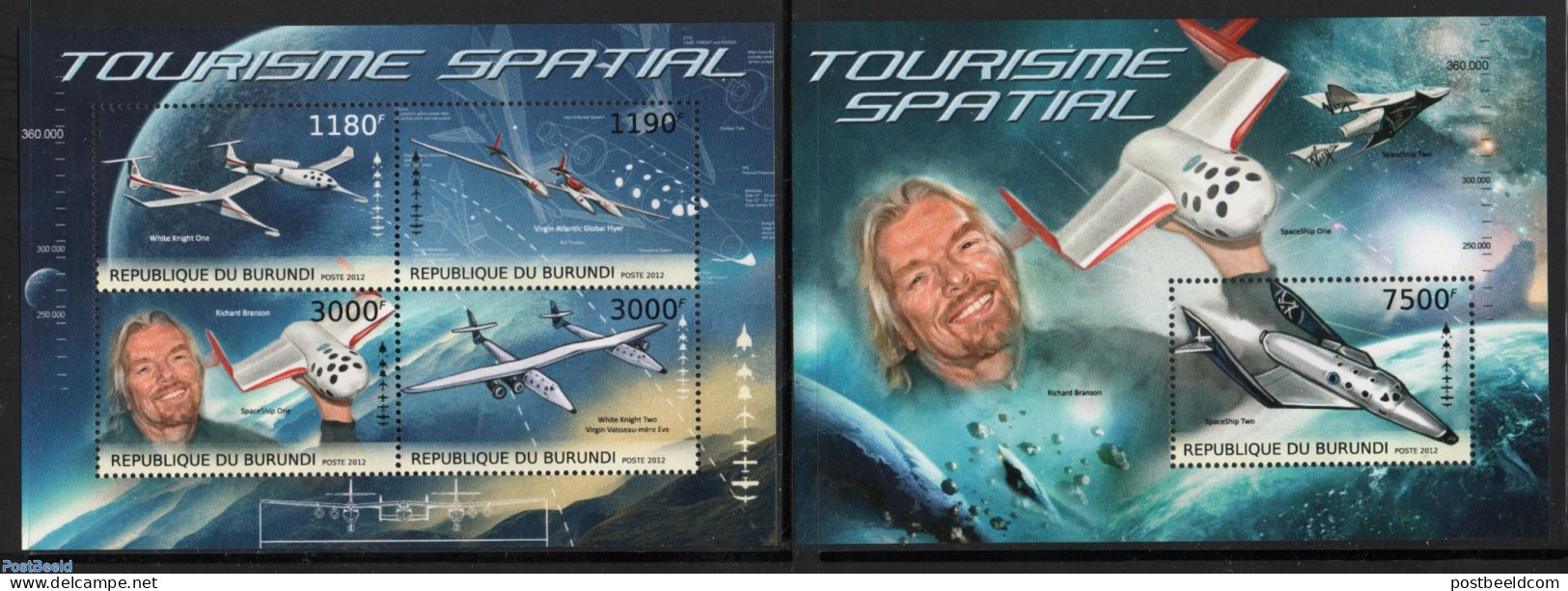 Burundi 2012 Space Tourism 2 S/s, Mint NH, Transport - Various - Space Exploration - Tourism - Sonstige & Ohne Zuordnung