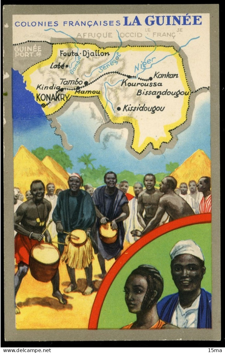 La Guinée Colonies Françaises Image Chromo Lion Noir - Sonstige & Ohne Zuordnung