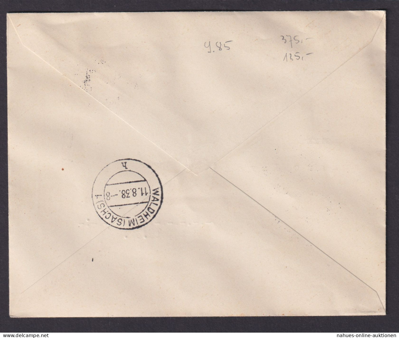 München Riem Deutsches Reich R Brief EF 671 Waldheim Sachsen Kat 85.00 SST Das - Lettres & Documents