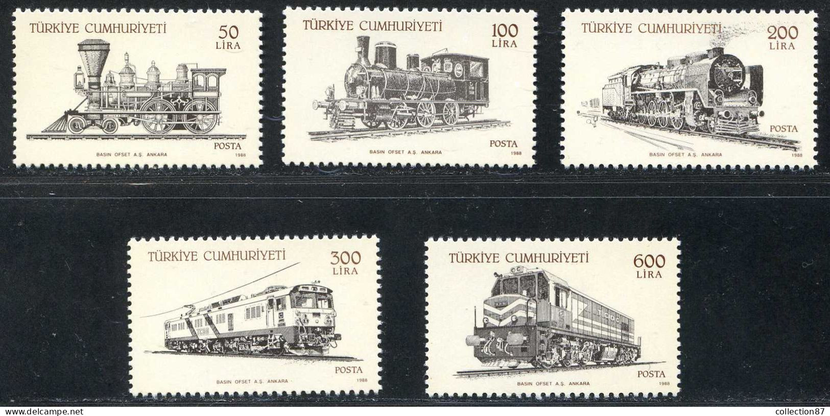 REF093 > TURQUIE < Yv N° 2563 à 2567 * * -  MNH * * -- Turkey -- Train Locomotive -- Bahn Railway - Ungebraucht