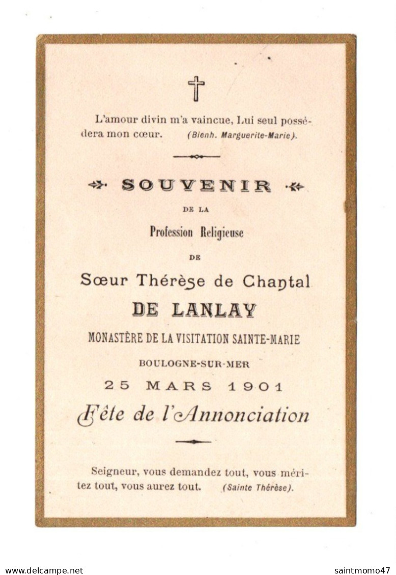 IMAGE PIEUSE. PROFESSION RELIGEUSE DE SŒUR THÉRÈSE DE CHANTAL DE LANLAY . MONASTÈRE DE BOULOGNE-SUR-MER - Réf. N°13040 - - Devotion Images