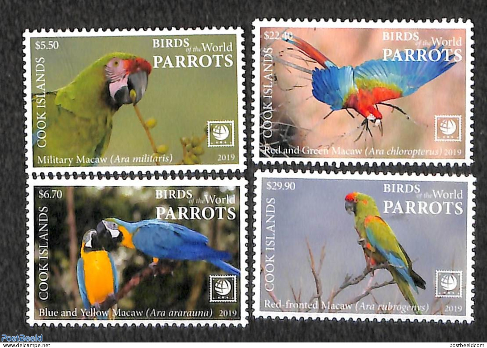 Cook Islands 2019 Parrots 4v, Mint NH, Nature - Birds - Parrots - Autres & Non Classés
