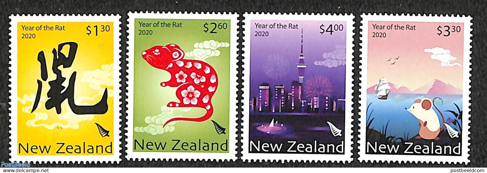 New Zealand 2020 Year Of The Rat 4v, Mint NH, Various - New Year - Nuevos
