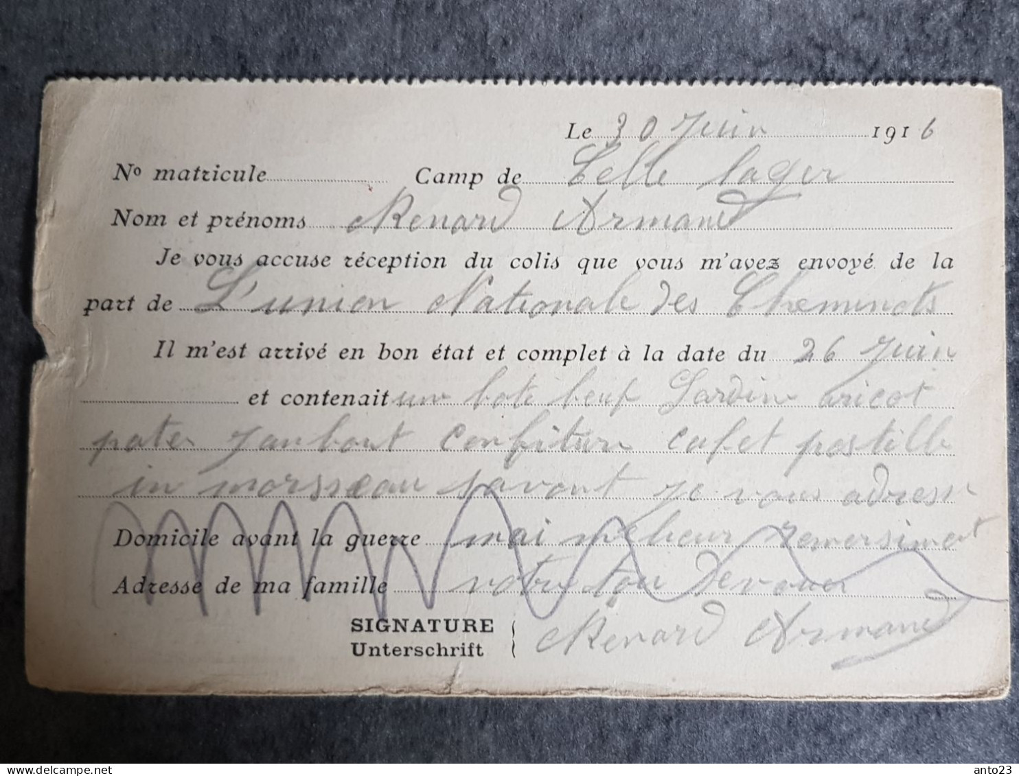 Field Post Office - Militaria - Document De La Première Guerre Mondial 1914 -1918 - 1914-18