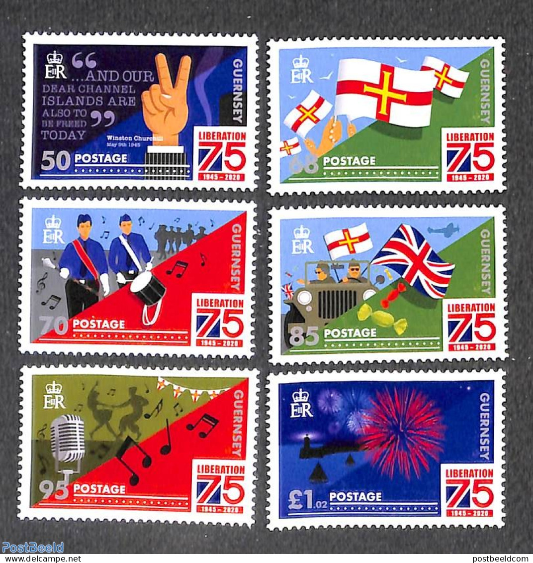 Guernsey 2020 75 Years Liberation 6v, Mint NH, History - Performance Art - Transport - World War II - Music - Automobi.. - WW2