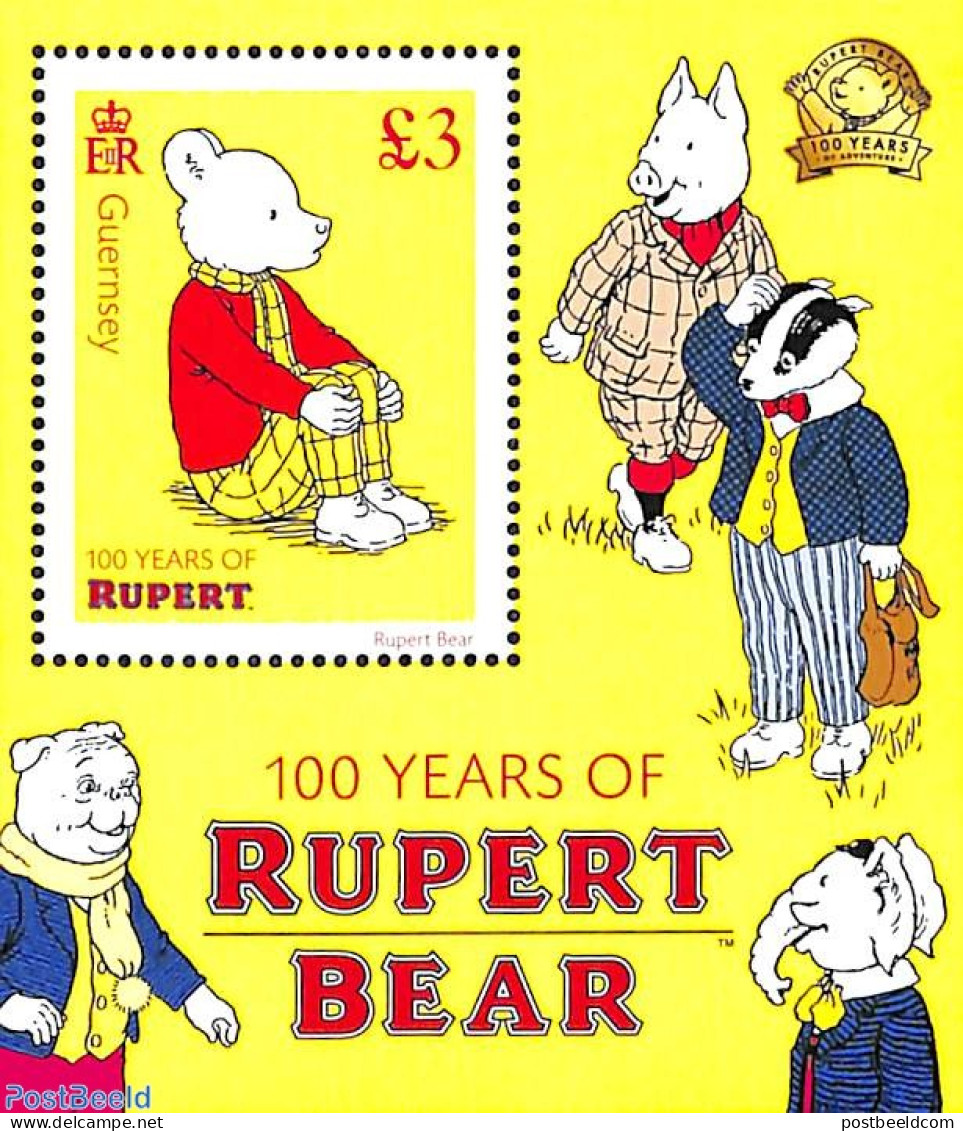 Guernsey 2020 100 Years Rupert Bear S/s, Mint NH, Various - Teddy Bears - Art - Children's Books Illustrations - Comic.. - Fumetti