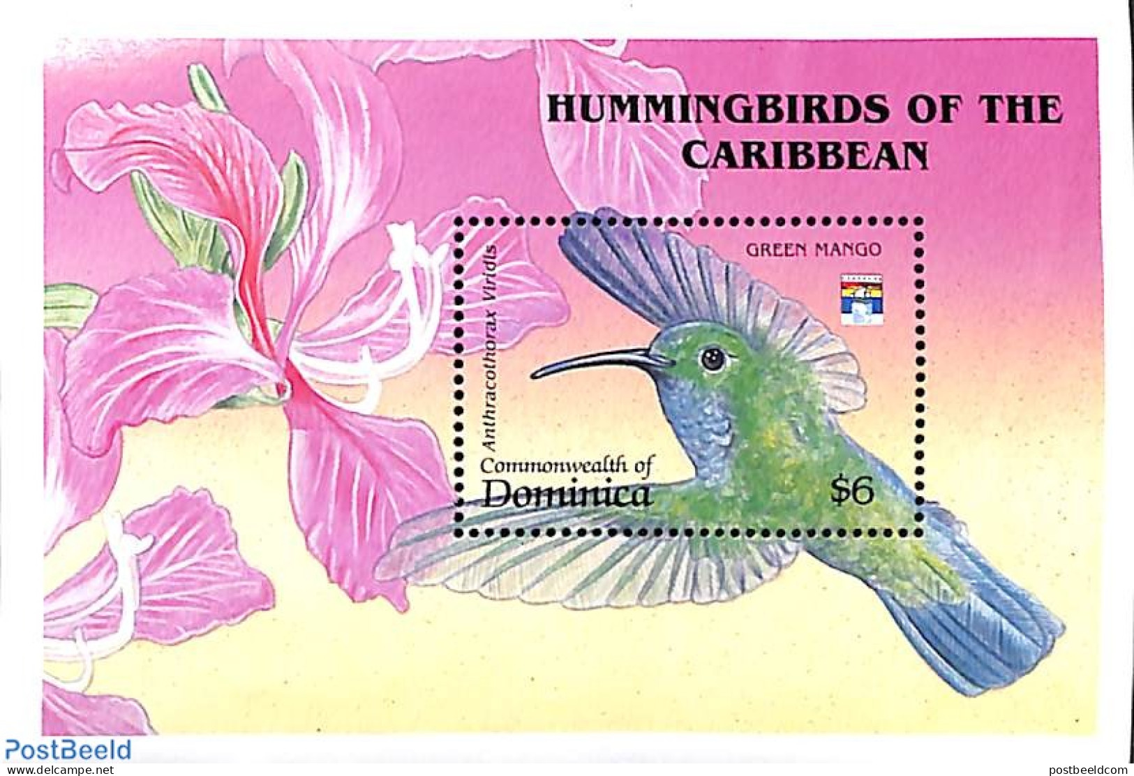 Dominica 1992 Green Mango S/s, Mint NH, Nature - Birds - Hummingbirds - Dominican Republic