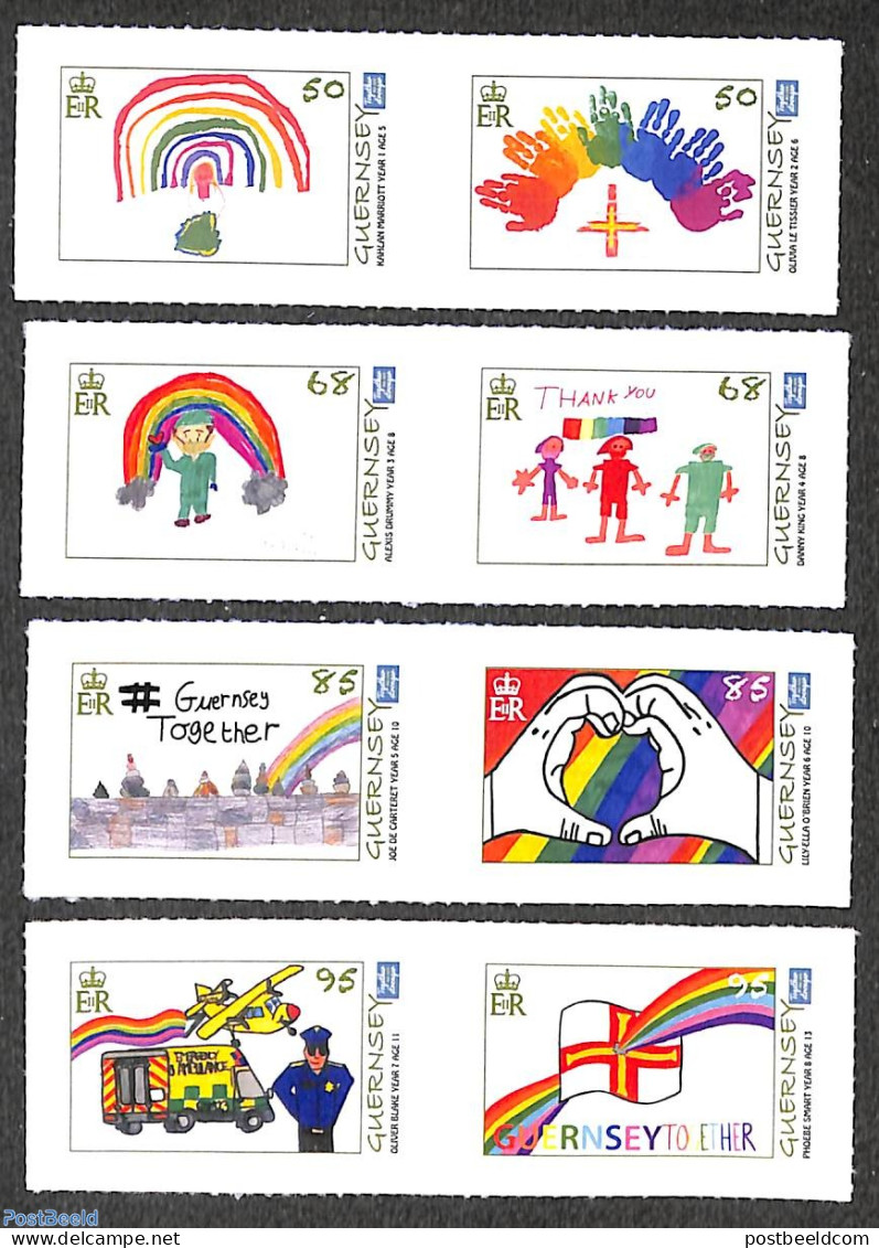 Guernsey 2020 Guernsey Together 8v S-a, Mint NH, Art - Children Drawings - Guernesey
