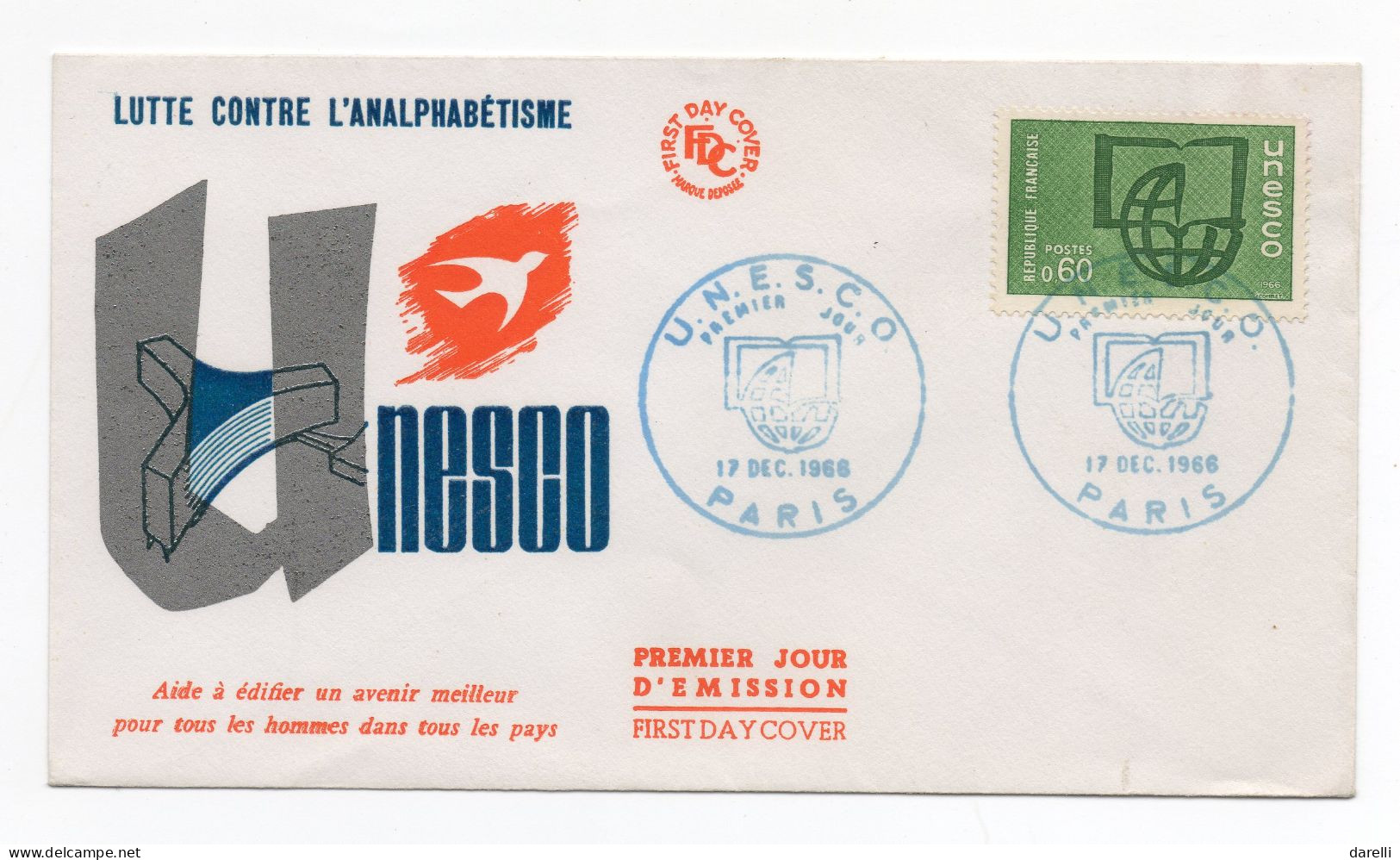 FDC France 1966 - UNESCO 1966 - YT 38 - 75 Paris - UNESCO