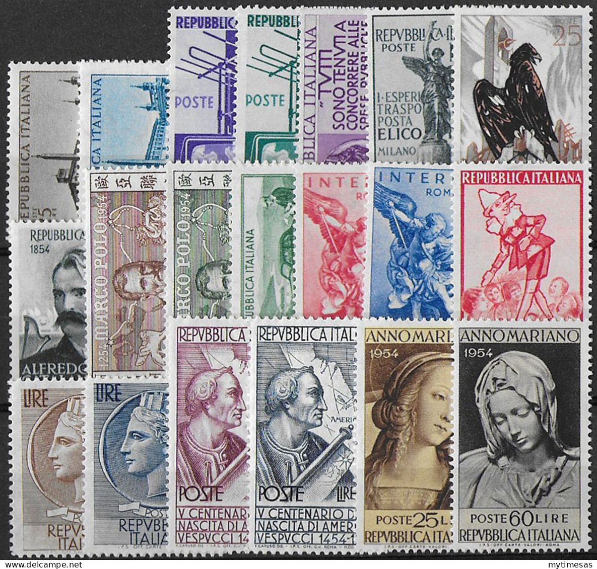 1954 Italia Annata Completa 20v. MNH - 1946-60: Ungebraucht