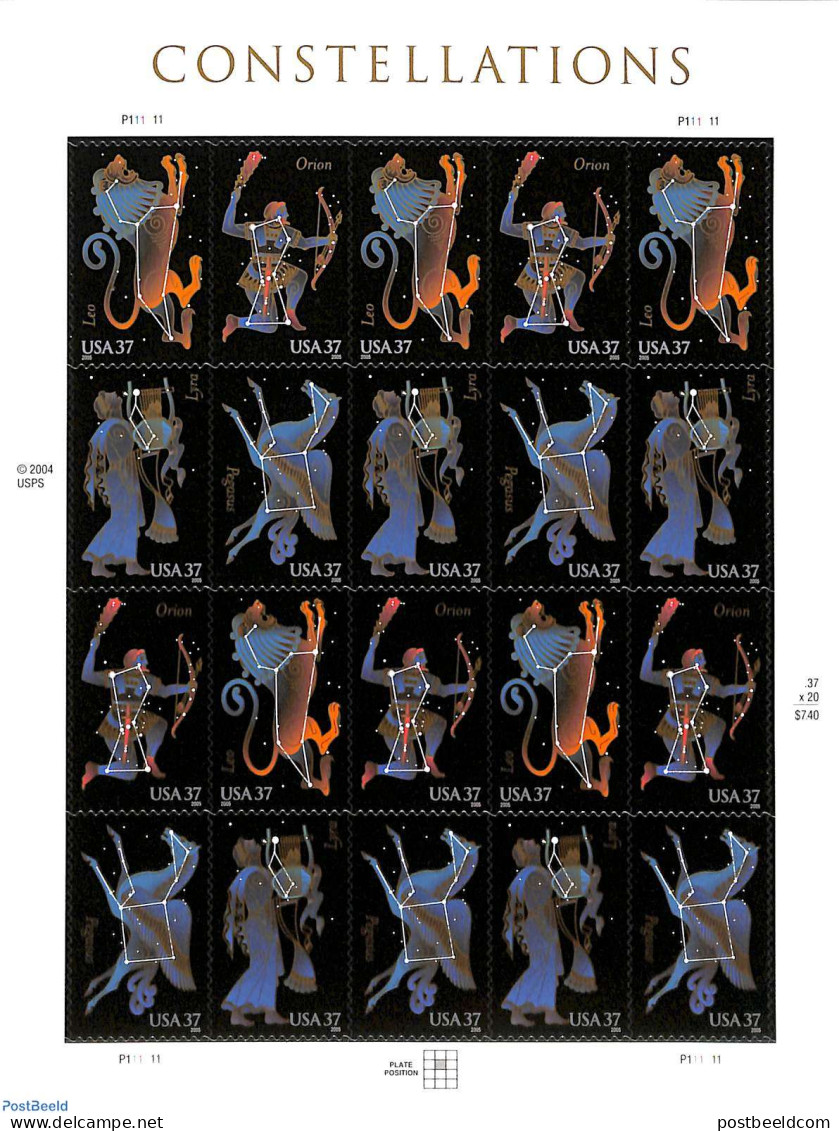 United States Of America 2005 Constellations M/s, Mint NH, Science - Astronomy - Unused Stamps