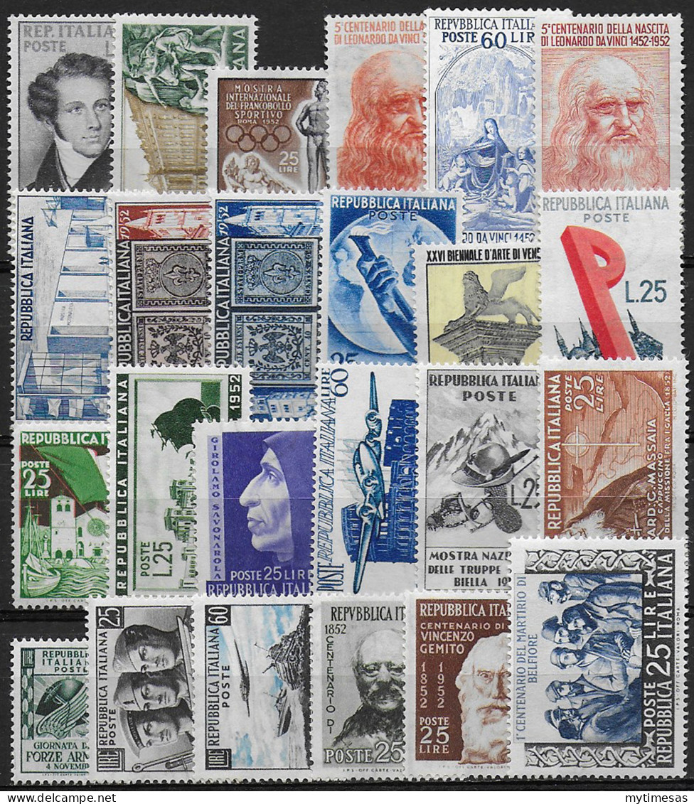 1952 Italia Complete Year 24v. MNH - 1946-60: Ungebraucht