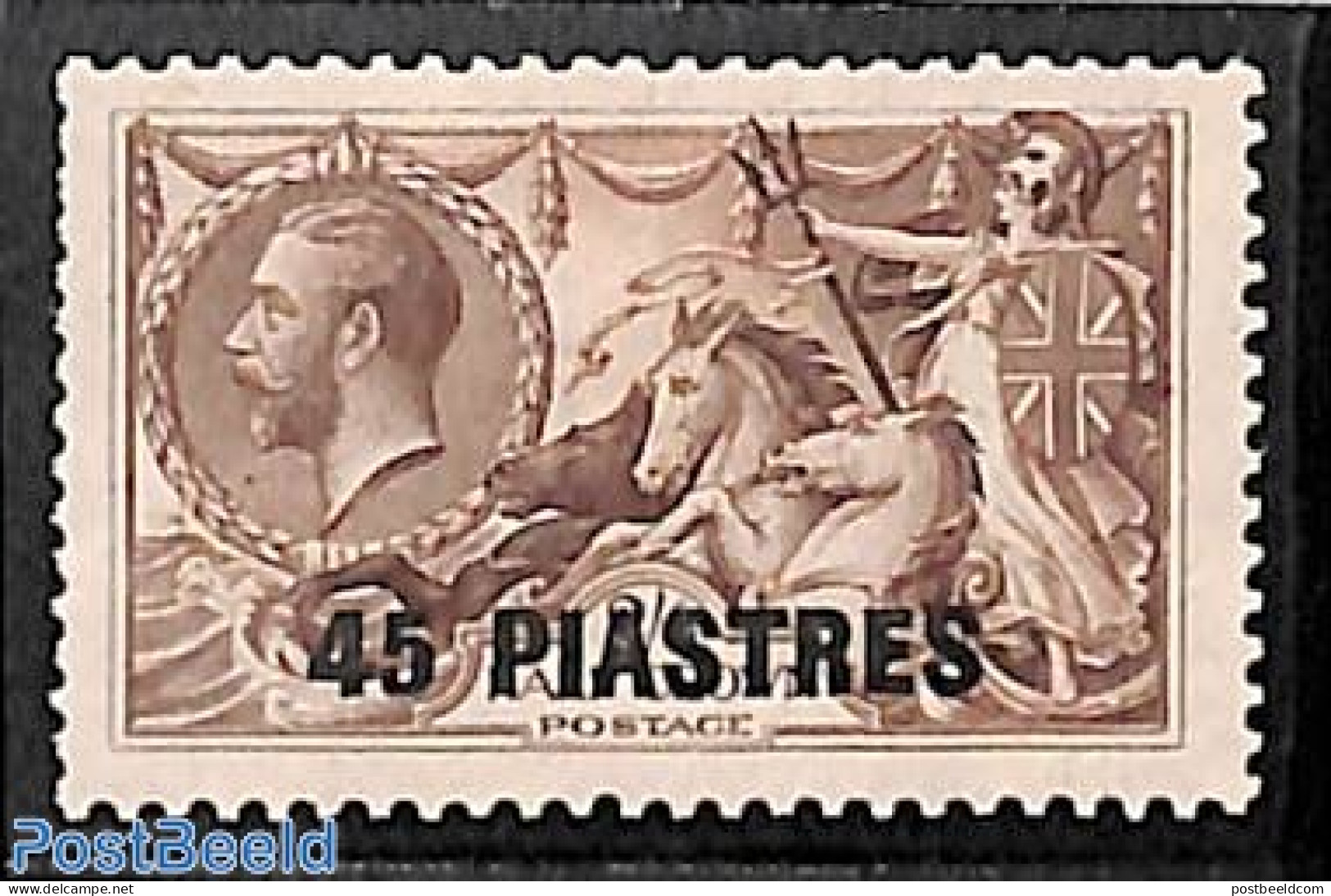 Great Britain 1921 Levant, 45 Piastres On 2/6sh, Stamp Out Of Set, Unused (hinged) - Nuovi