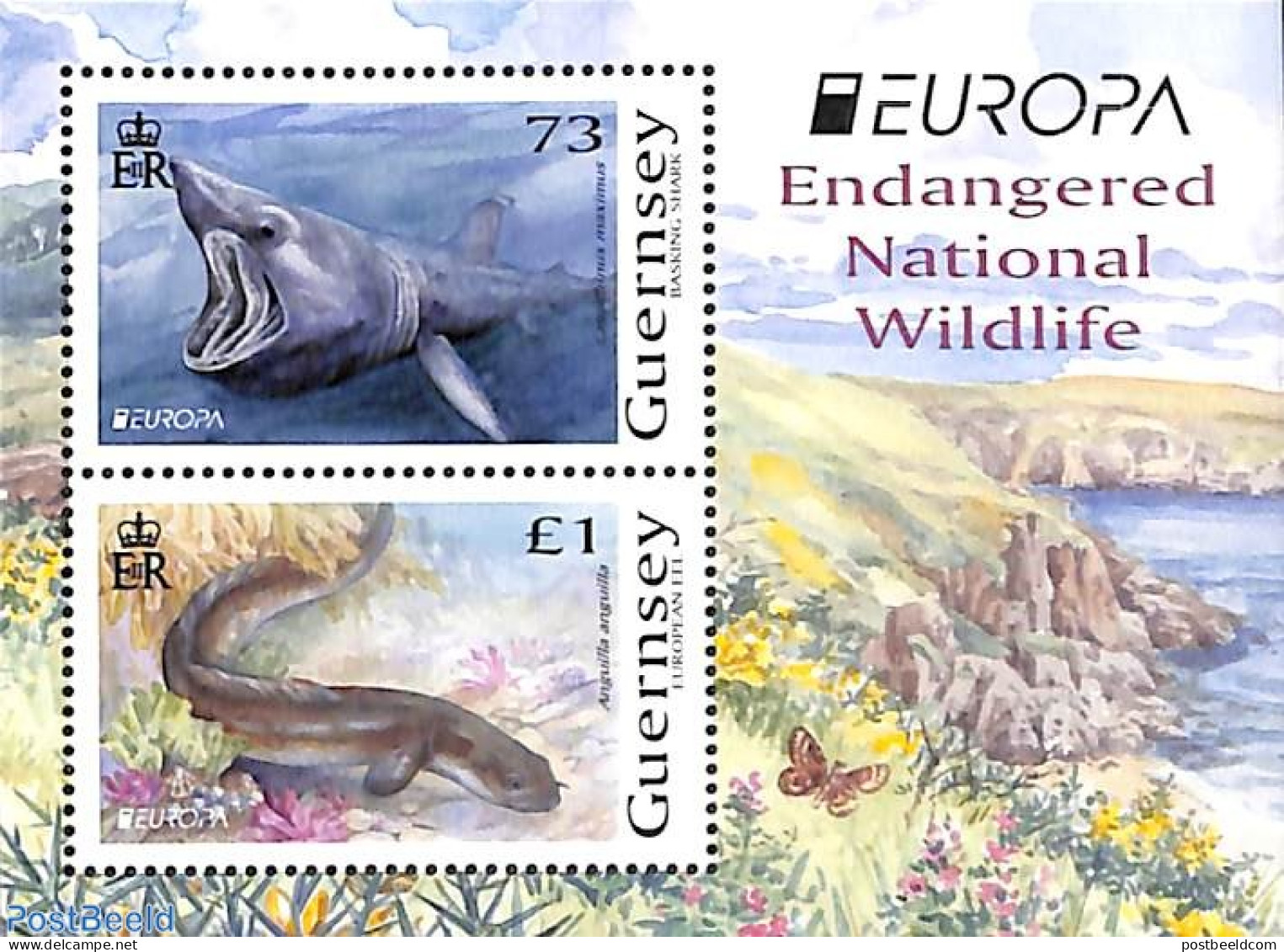 Guernsey 2021 Europa, Endangered Species S/s, Mint NH, History - Nature - Europa (cept) - Fish - Sharks - Fische