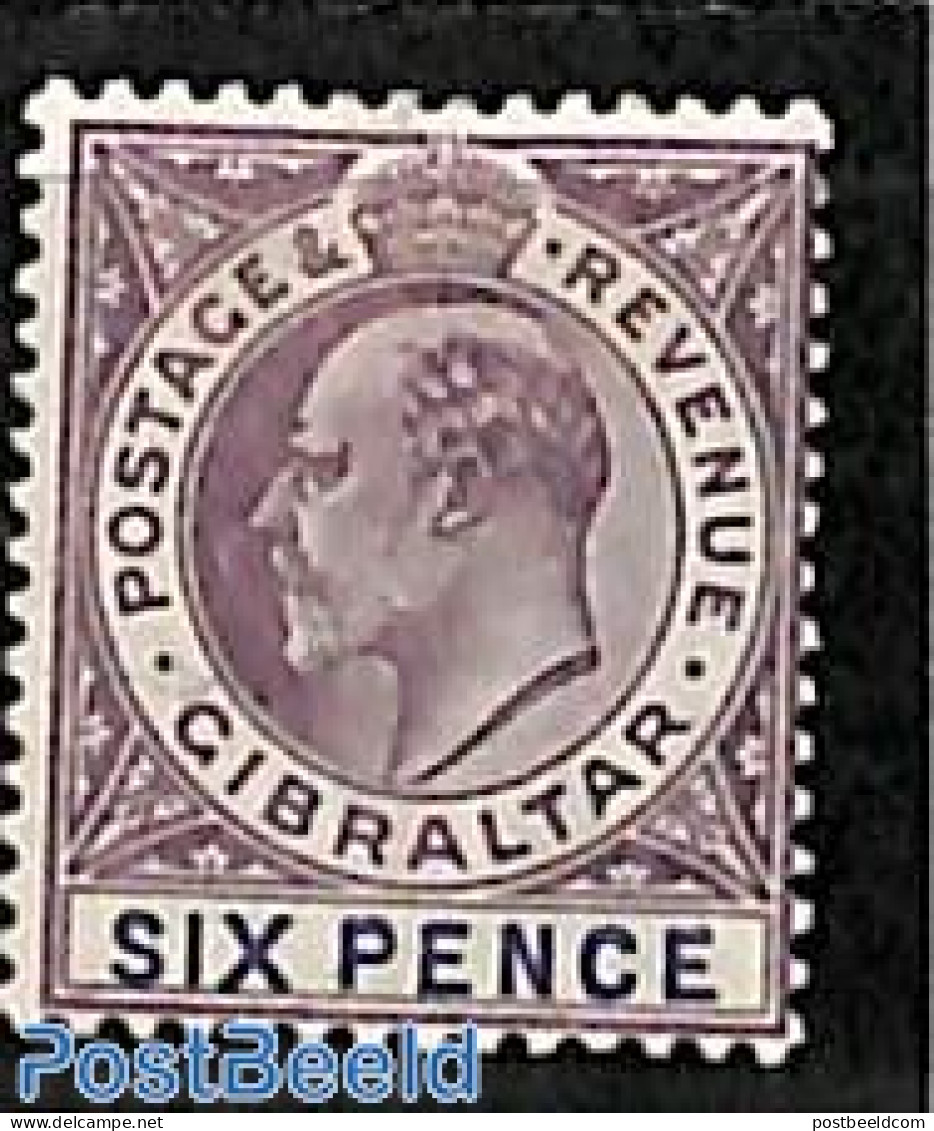 Gibraltar 1904 6d, WM Mult.Crown-CA, Stamp Out Of Set, Unused (hinged) - Gibilterra