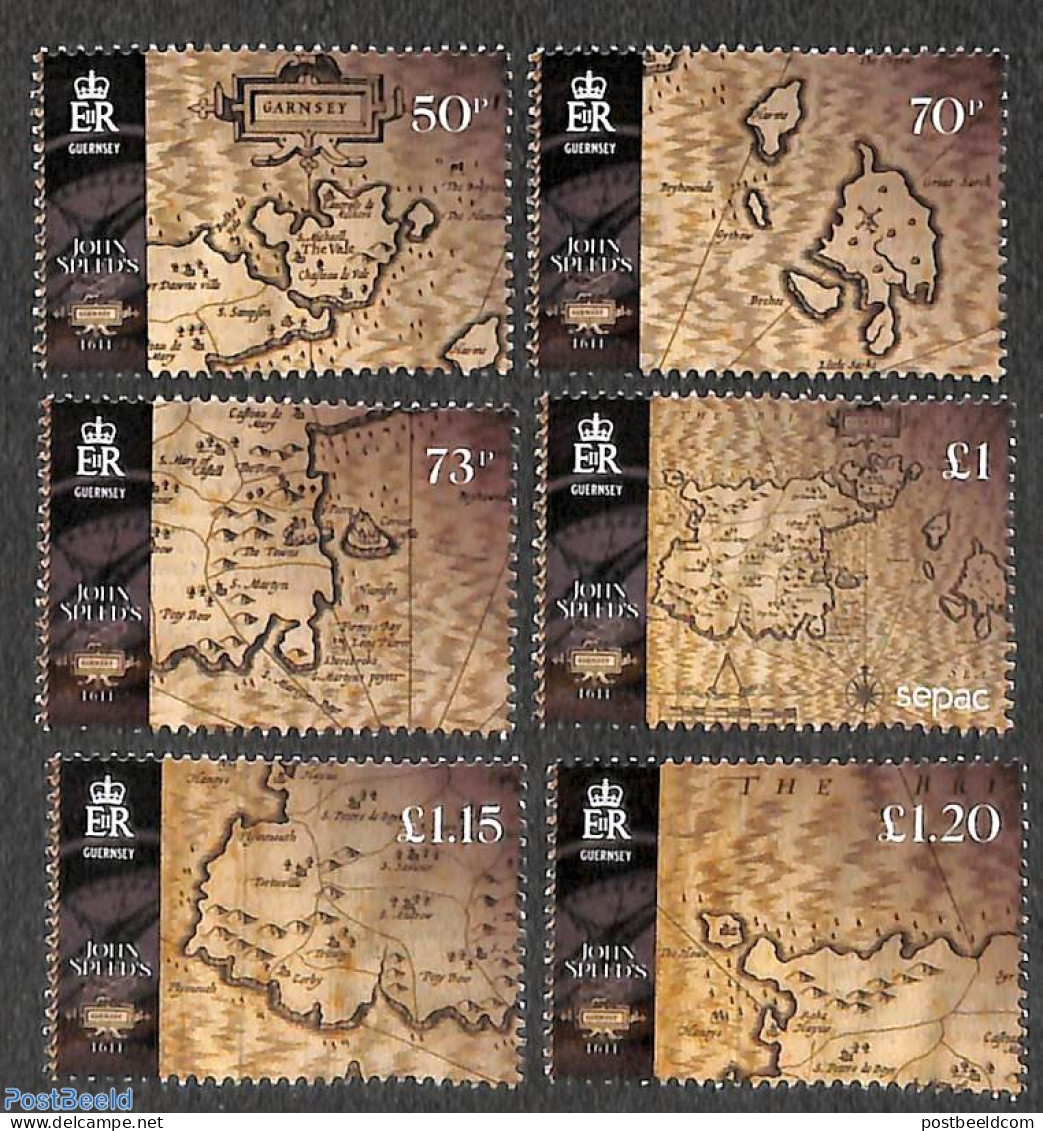 Guernsey 2021 Old Maps 6v, Mint NH, Various - Maps - Géographie