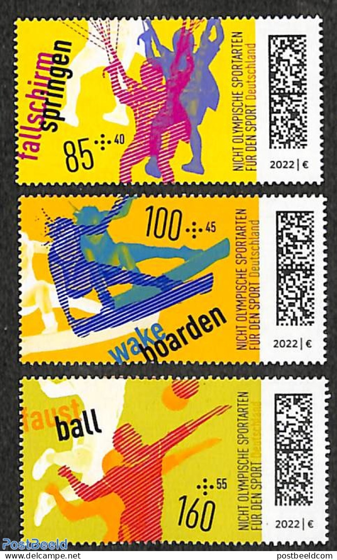 Germany, Federal Republic 2022 Sport 3v, Mint NH, Sport - Fun Sports - Handball - Parachuting - Sport (other And Mixed) - Unused Stamps