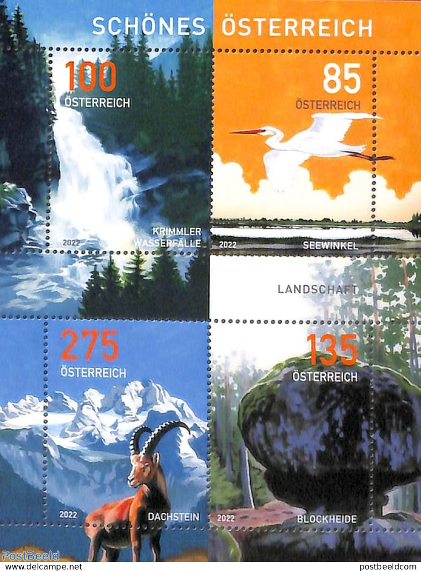 Austria 2022 Beautiful Austria S/s, Mint NH, Nature - Sport - Animals (others & Mixed) - Birds - Water, Dams & Falls -.. - Neufs