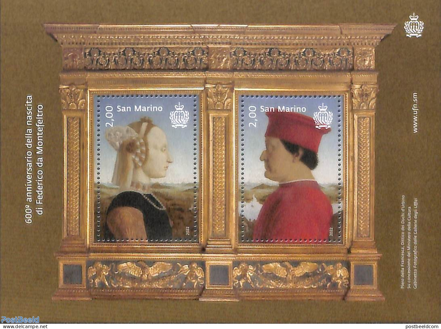 San Marino 2022 Frederico Da Montefeltro S/s, Mint NH, Art - Paintings - Unused Stamps