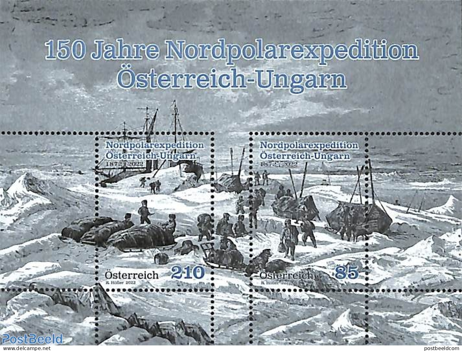 Austria 2022 Austria-Hungary Northpole Expedition S/s, Mint NH, History - Science - Transport - Explorers - The Arctic.. - Nuovi