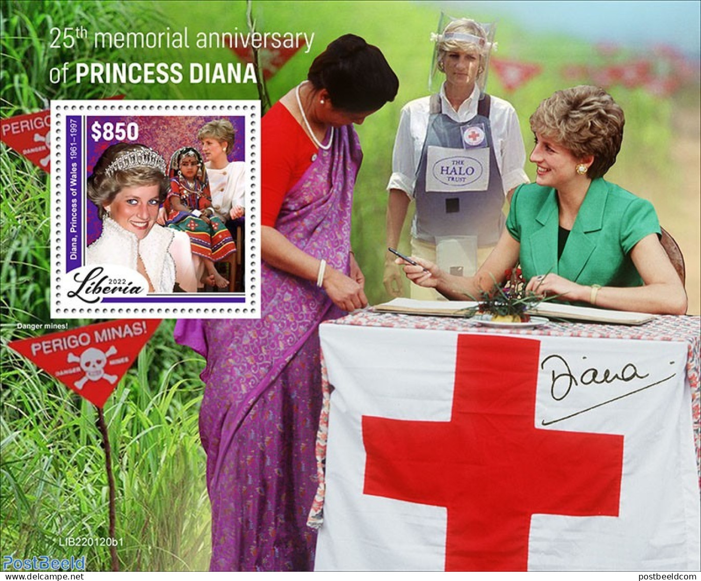 Liberia 2022 25th Memorial Anniversary Of Princess Diana, Mint NH, Health - History - Red Cross - Charles & Diana - Rotes Kreuz