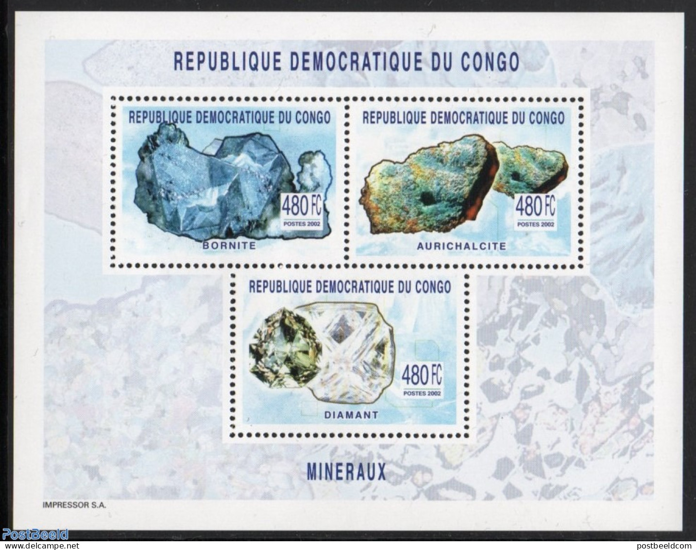 Congo Dem. Republic, (zaire) 2003 Minerals M/s, Mint NH, History - Geology - Altri & Non Classificati