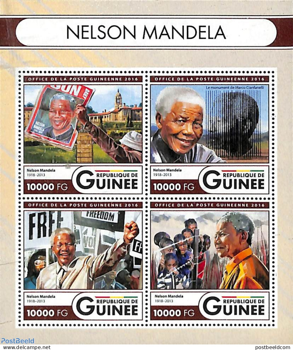 Guinea, Republic 2016 Nelson Mandela 4v M/s, Mint NH, History - Newspapers & Journalism - Politicians - Nelson Mandela - Other & Unclassified